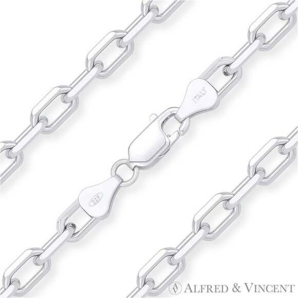 5.5mm D-Cut Anchor Cable Link Chain Necklace in Solid .925 Sterling Silver - 24"